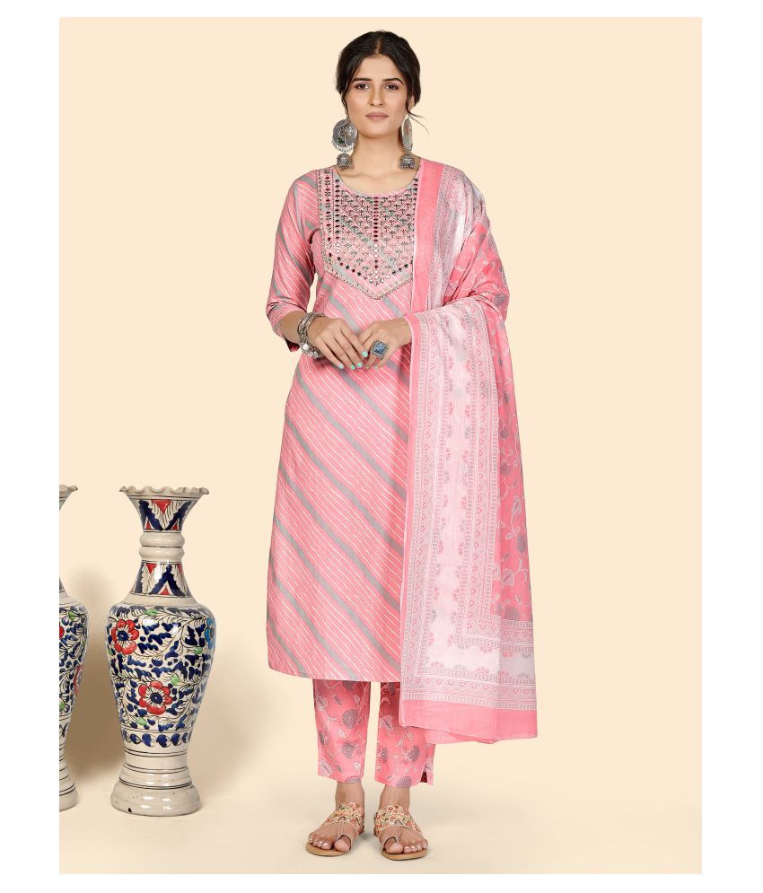     			Vbuyz - Pink Straight Cotton Women's Stitched Salwar Suit ( Pack of 1 )