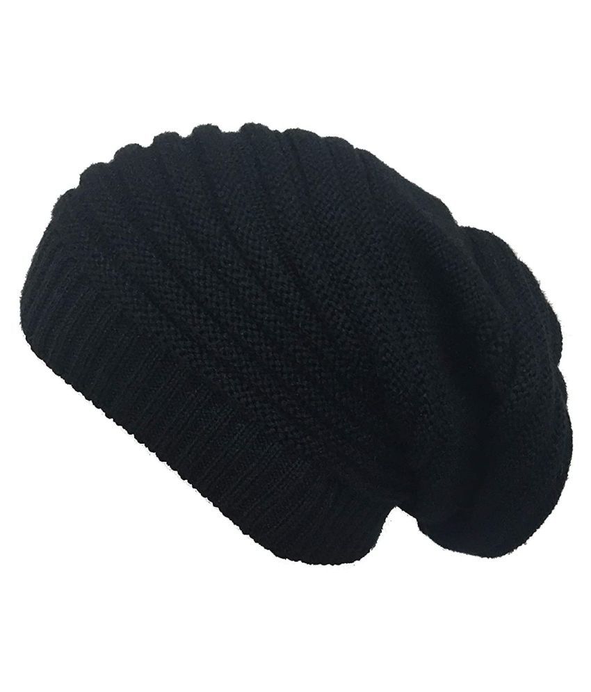     			thriftkart Black Striped Wool Caps