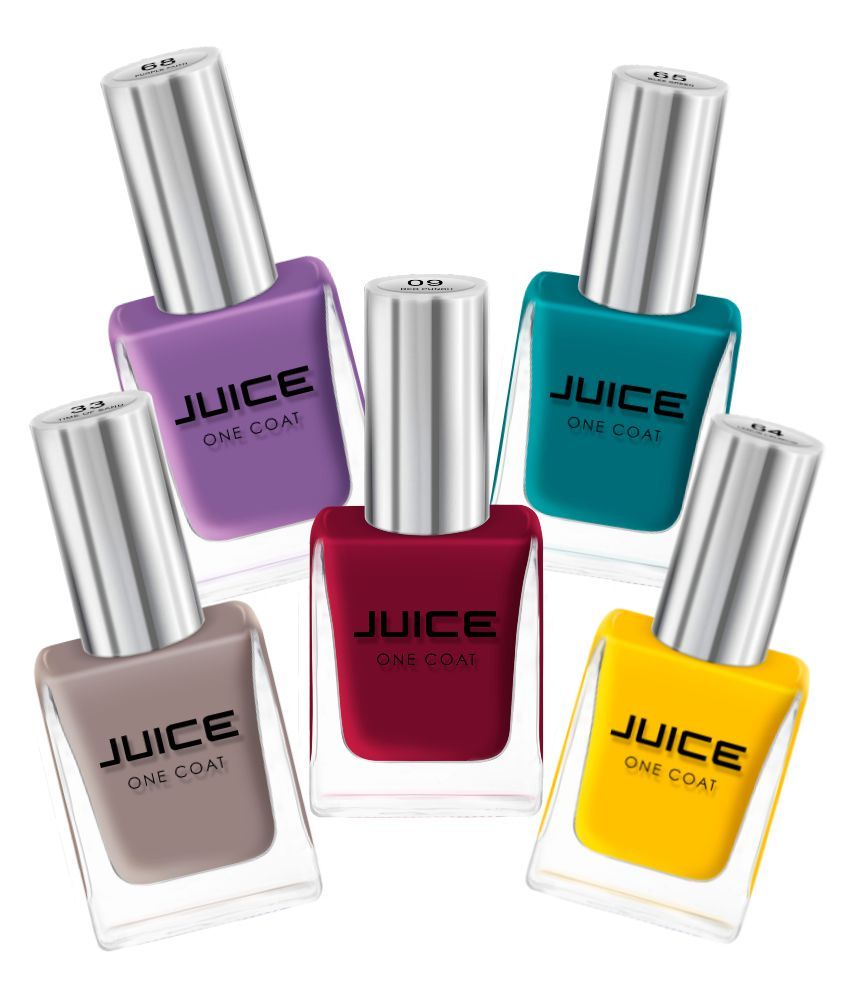     			Juice RED,BROWN,LEMONCADMIUM,GREEN,PURPLE Nail Polish 09,33,64,65,68 Multi Glossy Pack of 5 55 mL