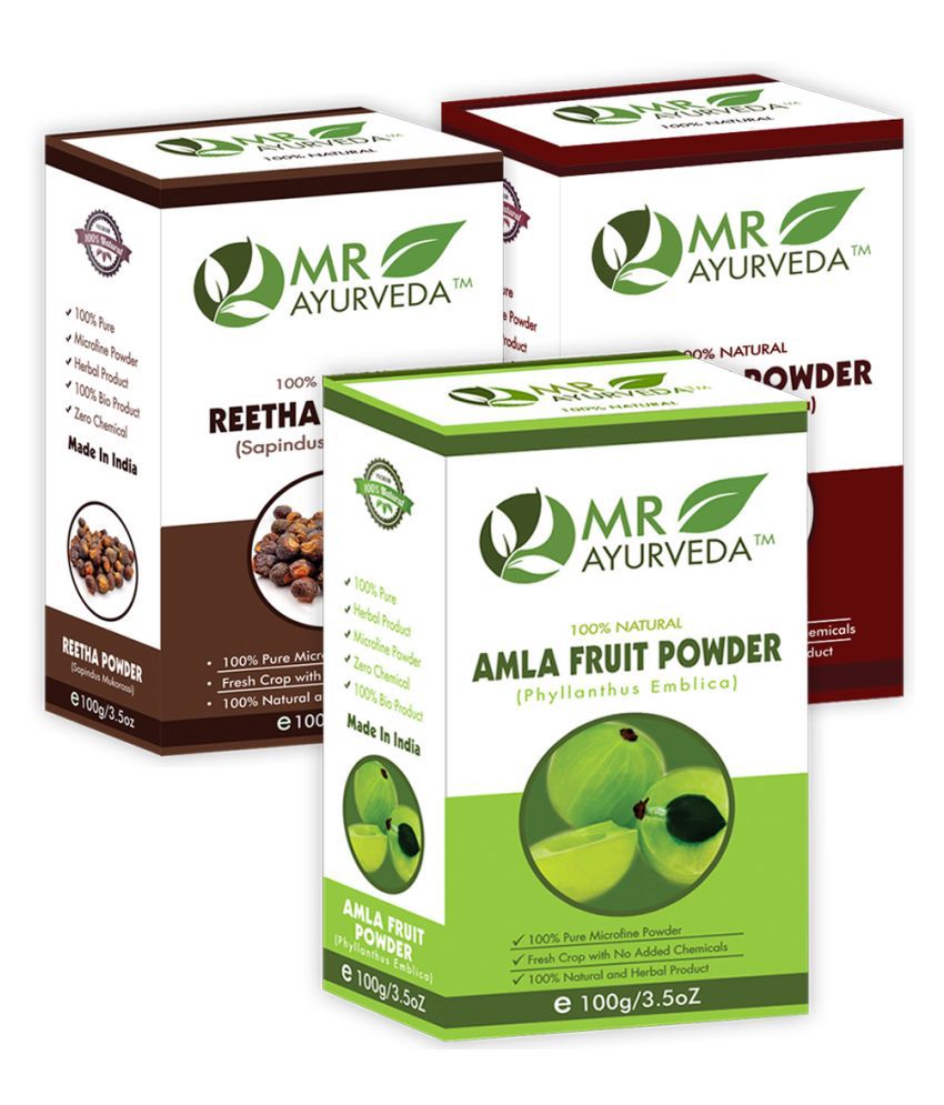     			MR Ayurveda 100% Natural Reetha, Shikakai & Amla Powder Hair Scalp Treatment 300 g Pack of 3