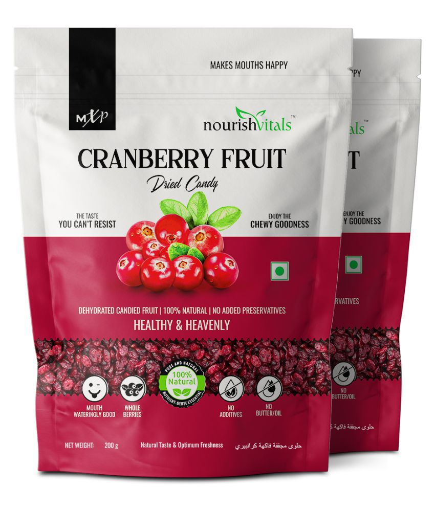 NourishVitals Cranberry Dried Fruit Instant Mix 200 gm Pack of 2