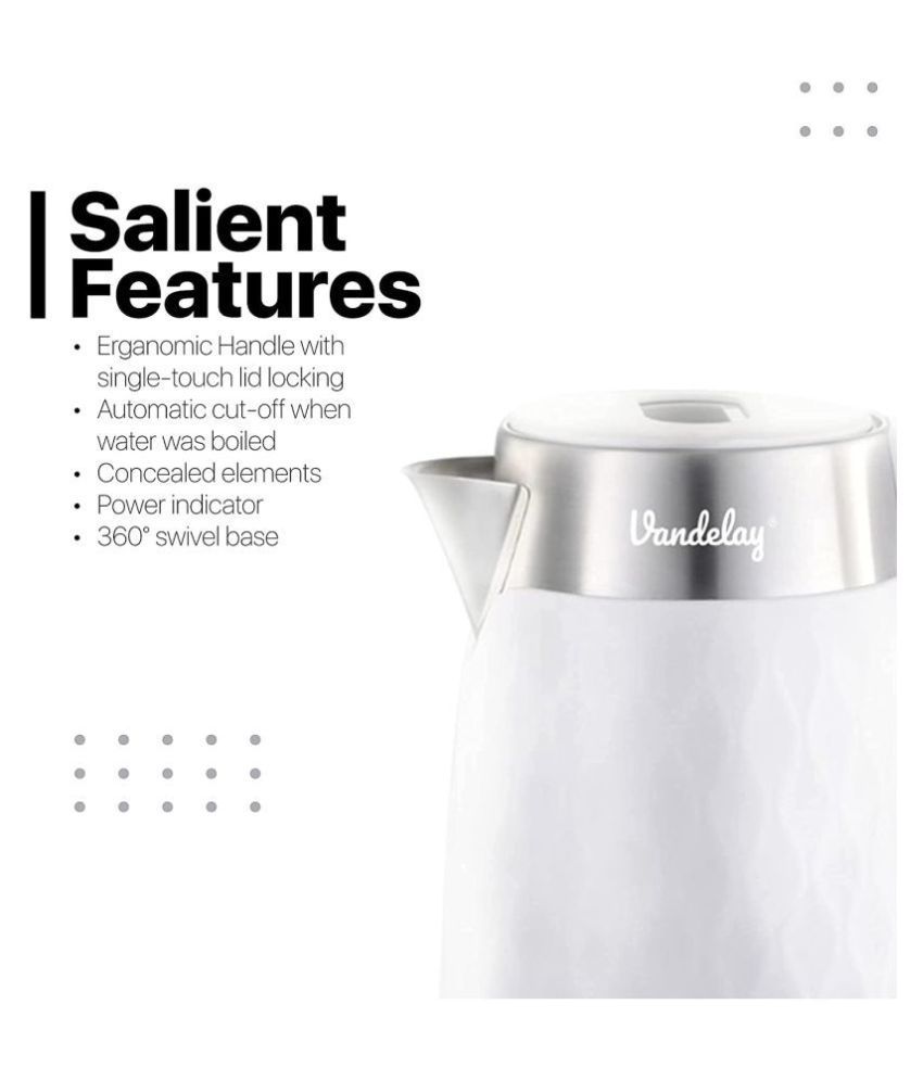 VanDelay Electric Kettle 1.8 Liter 1450 Watt Stainless Steel Electric