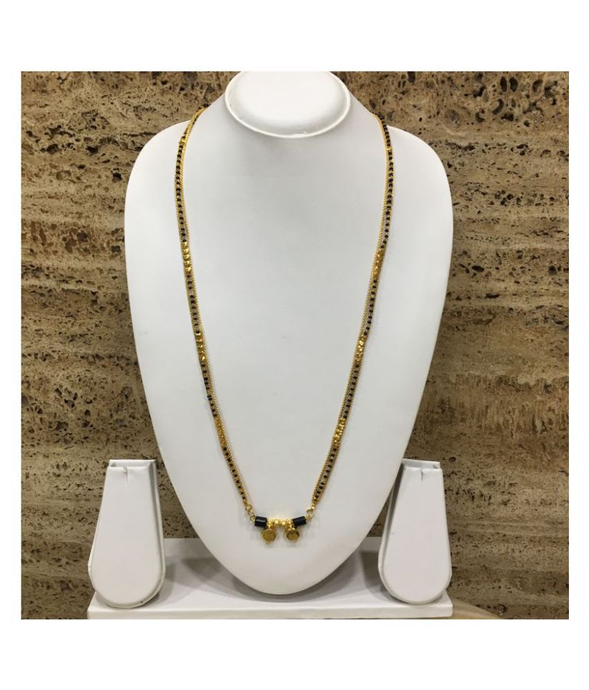     			Women's Jewellery Gold Plated Mangalsutra Necklace 36-Inches Length Chain Golden 2 Laxmi Coin Vati Tanmaniya Pendant Traditional Black & Gold Beads Single Line Layer Long Mangalsutra