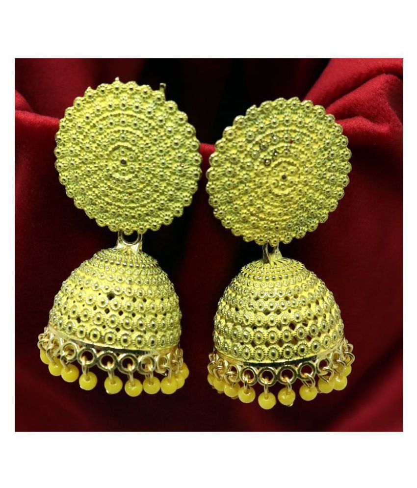     			Aadiyatri Graceful Yellow Designer Jhumka - Perfect Gift for rakhi