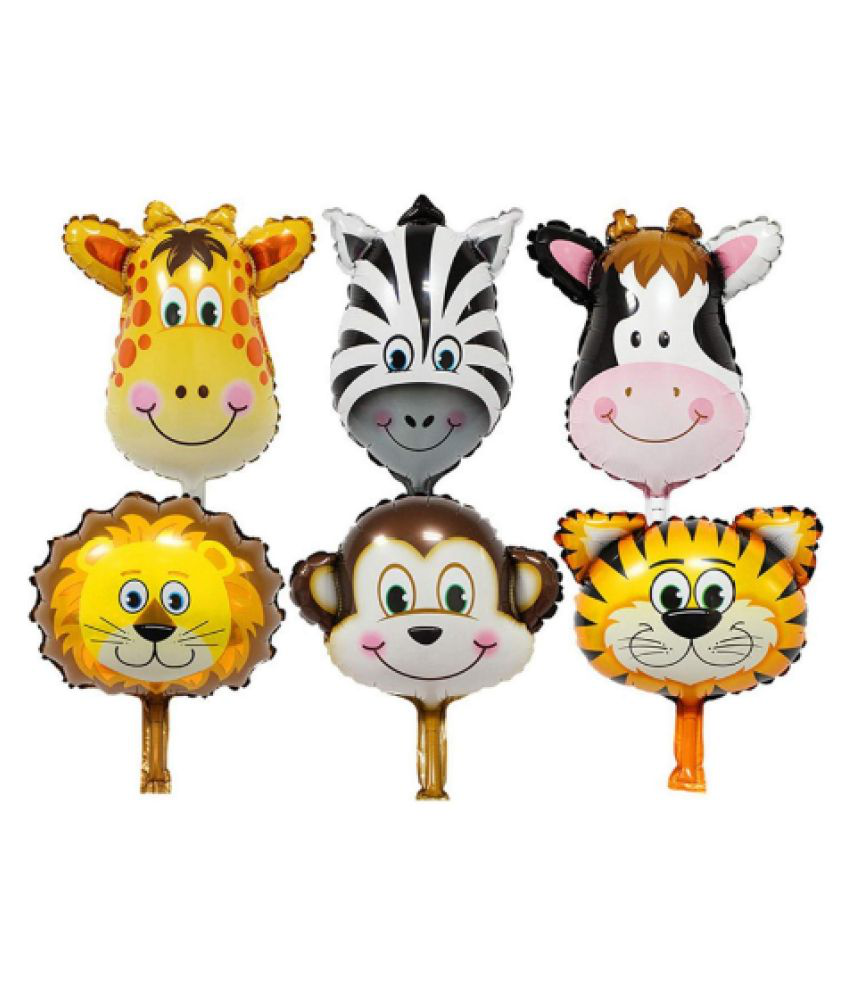     			Blooms Event Jungle Theme  Animal Foil Balloons (Pack of 6 )
