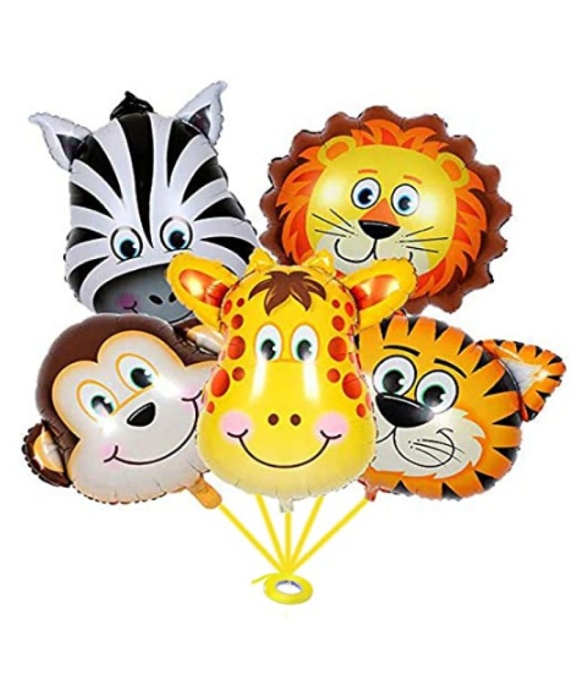     			Blooms Event Jungle safari  Theme  Animal Foil Balloons (Pack of 5 )