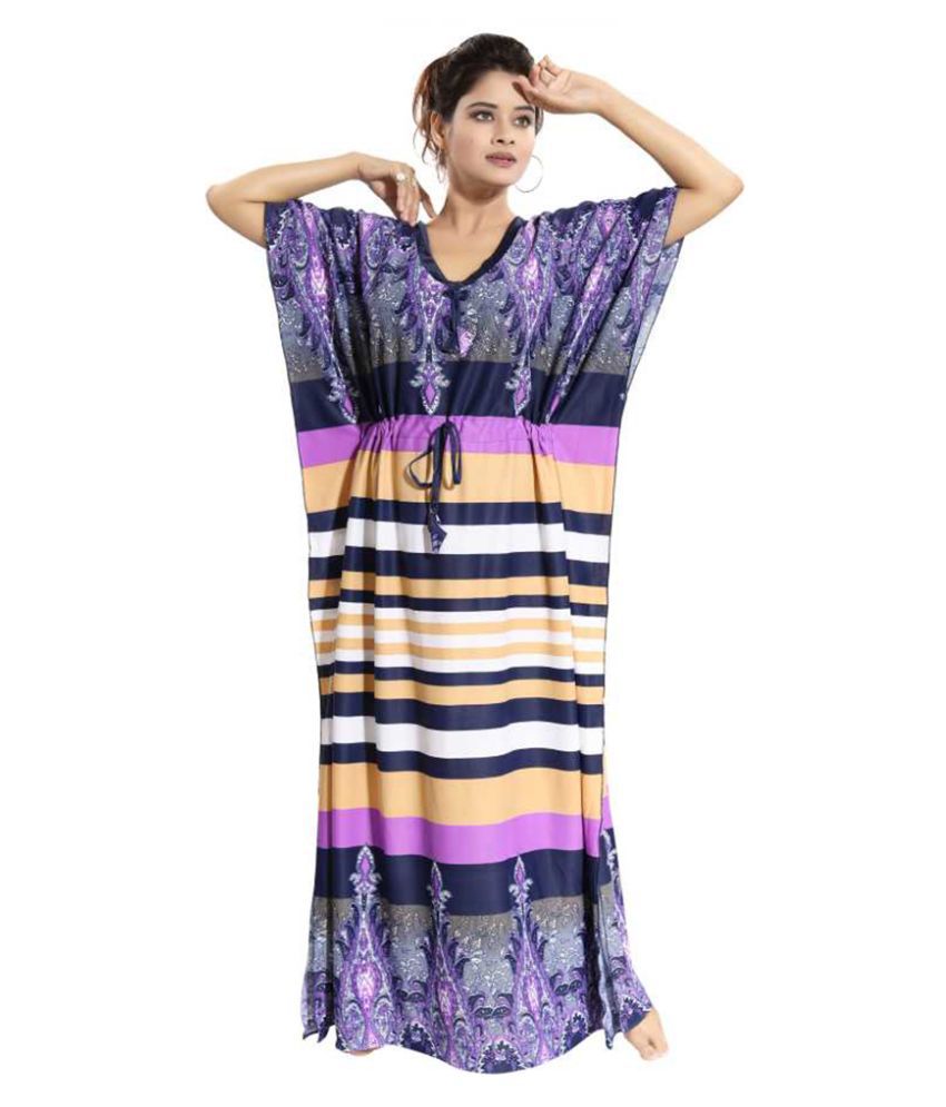     			Gutthi Satin Night Dress - Purple Single