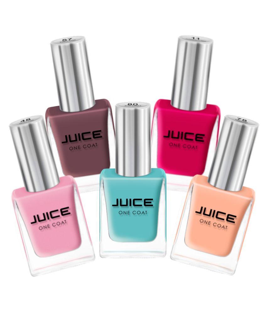     			Juice RED,PINK,EARTH TONE,ORANGE,BLUE Nail Polish 11,48,57,78,80 Multi Glossy Pack of 5 55 mL