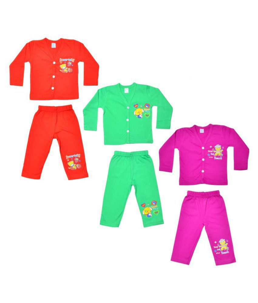     			Sathiyas Baby Boy Full Sleeve Top & Bottom Sets (Multicolor) - (Pack of 3 )