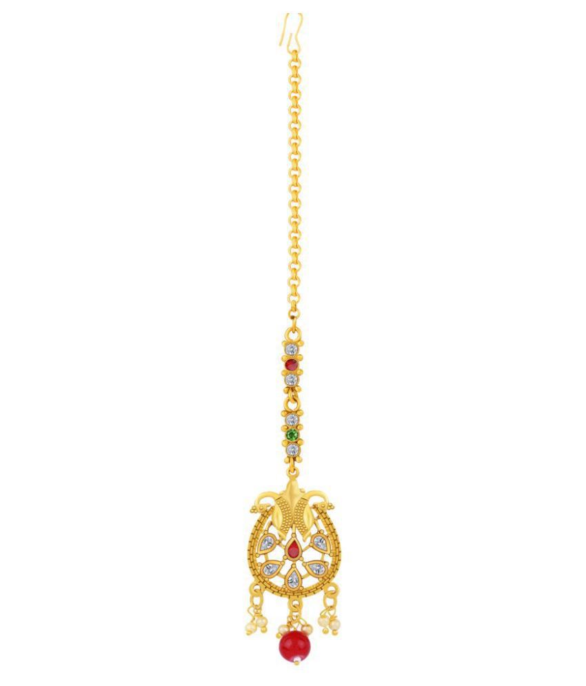     			Gold Plated Traditional Kundan Style Maang Tikka Jewellery For Women Girl