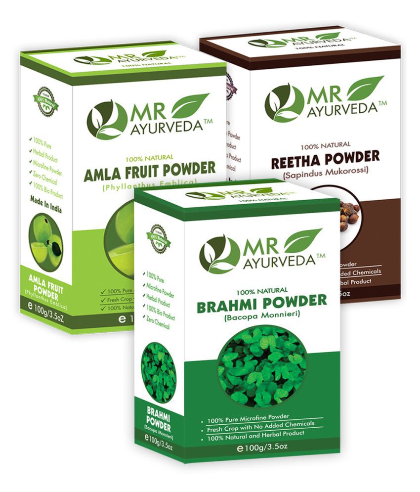     			MR Ayurveda 100% Herbal Brahmi, Amla & Reetha Powder Hair Scalp Treatment 300 g Pack of 3