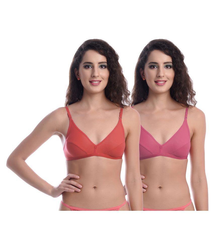     			Madam Pack of 2 Cotton Non Padded Women's T-Shirt Bra ( Multi Color )