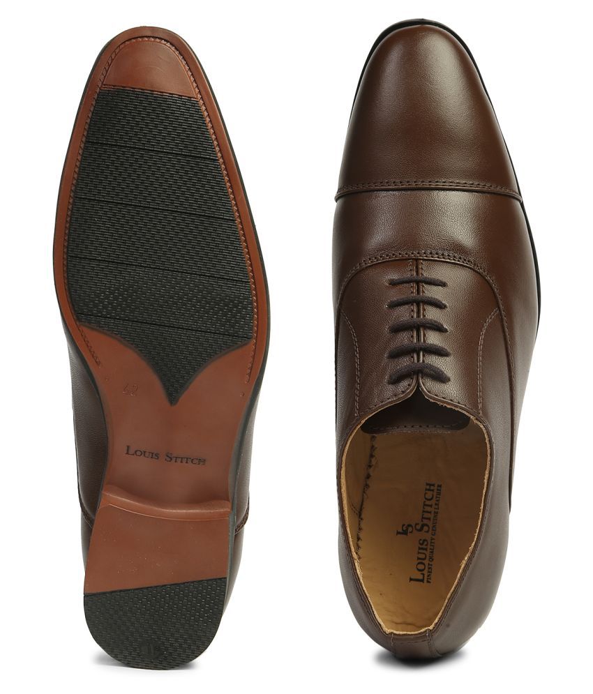 LOUIS STITCH Genuine Leather Brown Formal Shoes Price in India- Buy ...