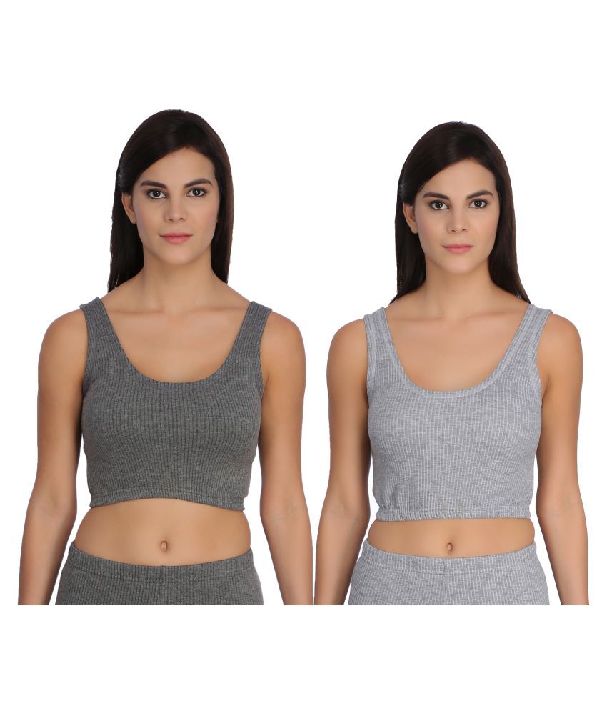     			Selfcare Cotton Blend Topwear - Grey Pack of 2