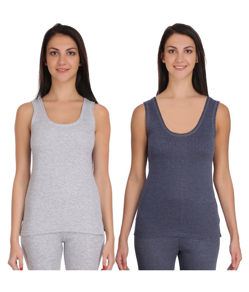     			Selfcare Cotton Blend Topwear - Grey Pack of 2