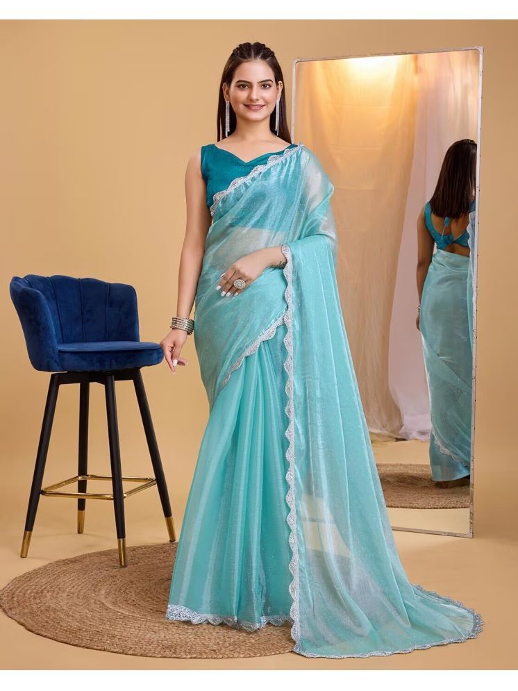     			Apnisha Pack of 1 Net Embellished Saree With Blouse Piece ( SkyBlue )