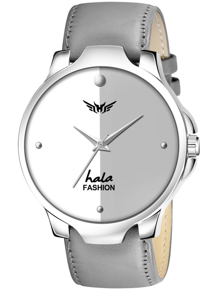     			Hala Light Grey Leather Analog Men's Watch