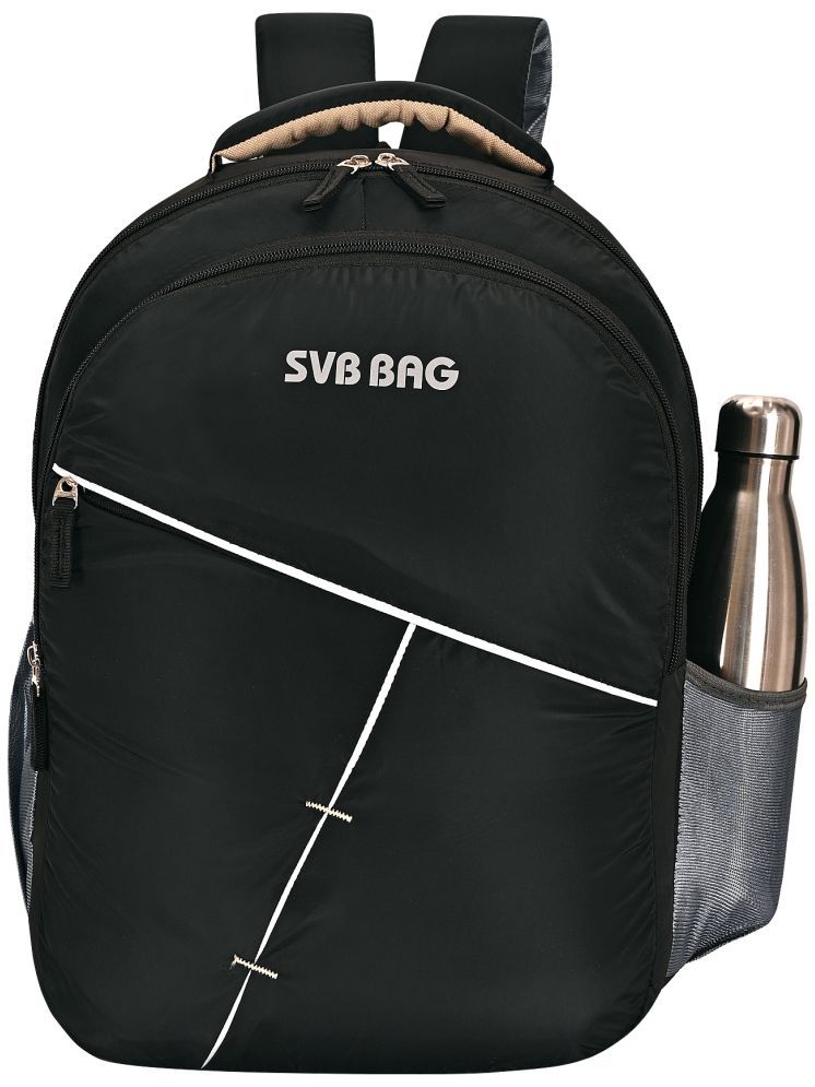     			SVB Black Polyester Backpack ( 35 Ltrs )