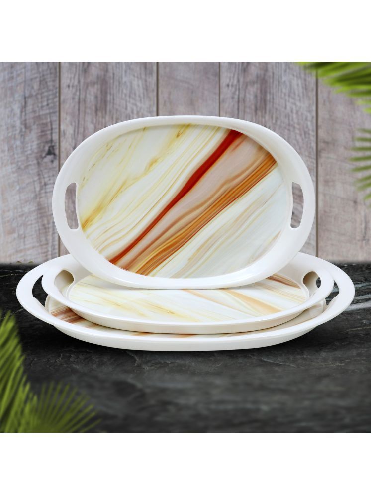     			ARIYA Printed Melamine Serving Tray 10 ml Multicolor ( Set of 3 )