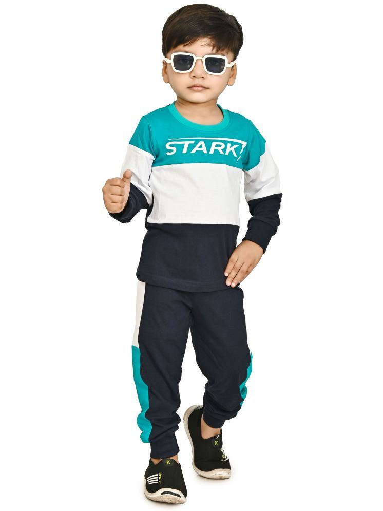     			Chandrika Pack of 1 Boys Cotton Blend T-Shirts & Pants Set ( Sea Green )