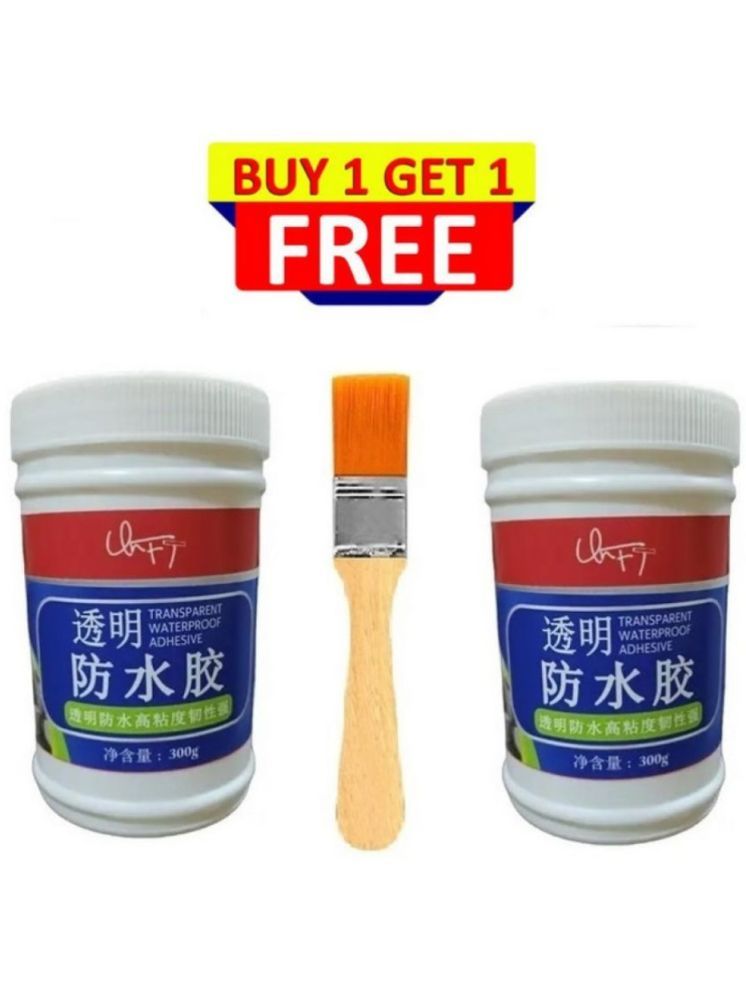     			Crack Seal Glue 300gm with Brush Transparent Waterproof Glue for Roof Leakage Crack Seal Agent Roof Water Leakage Solution Water Proof Glue Transparent Glue Waterproofing for Pipe Wall Tiles