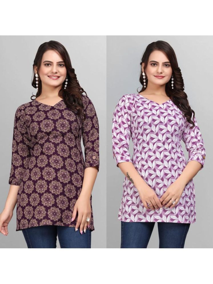     			Devakii Pack of 2 Cotton Blend Printed A-line Women's Kurti - ( Multicolor )