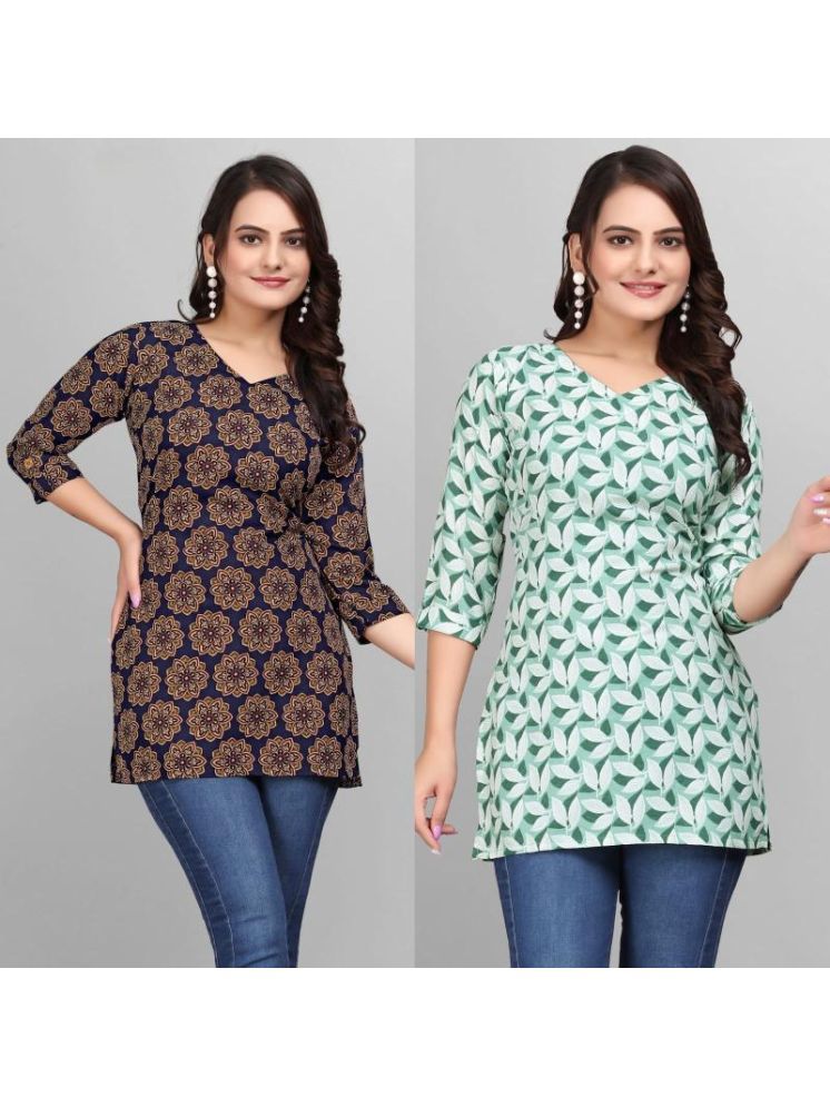     			Devakii Pack of 2 Cotton Blend Printed A-line Women's Kurti - ( Multicolor )