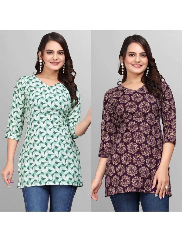     			Devakii Pack of 2 Cotton Blend Printed A-line Women's Kurti - ( Multicolor )