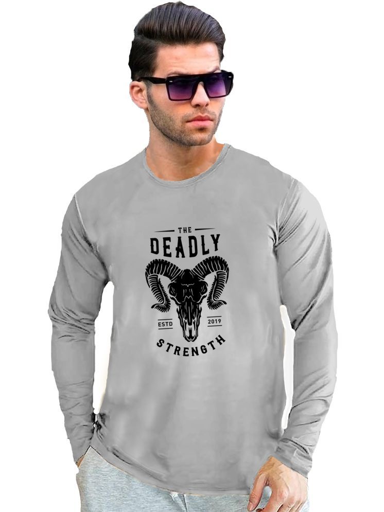     			JUGULAR Cotton Regular Fit Printed Full Sleeves Men's Round T-Shirt - Grey ( Pack of 1 )