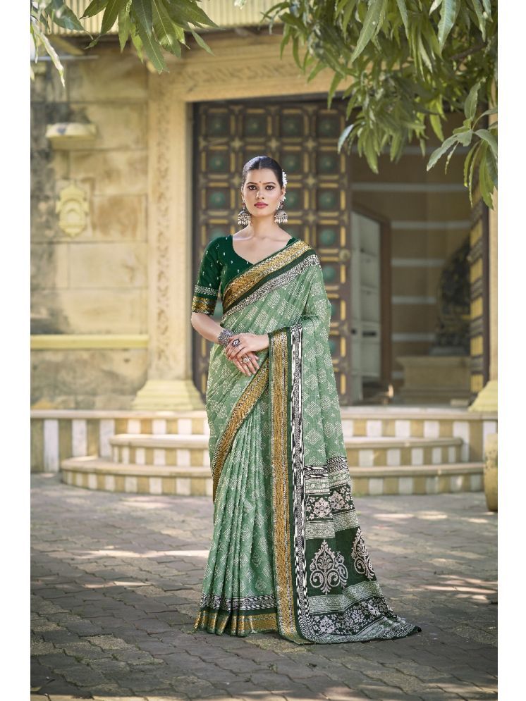     			KIRMESH FASHION Pack of 1 Cotton Printed Saree With Blouse Piece ( Green )