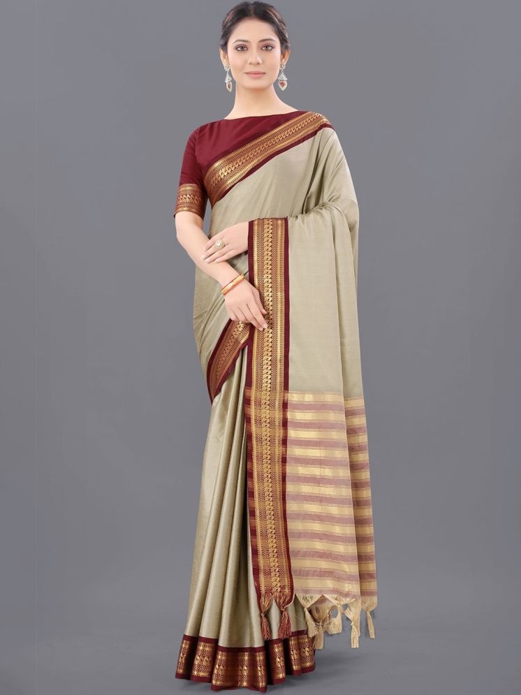     			Kalpana Creation Pack of 1 Cotton Silk Woven Saree With Blouse Piece ( Brown )