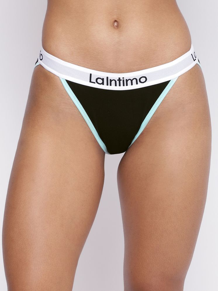     			La Intimo Pack of 1 Cotton Lycra Bikini For Women ( Black )