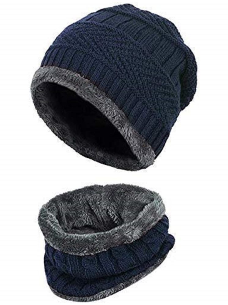     			Leavess Pack of 1 Woollen Men's Cap ( Blue )