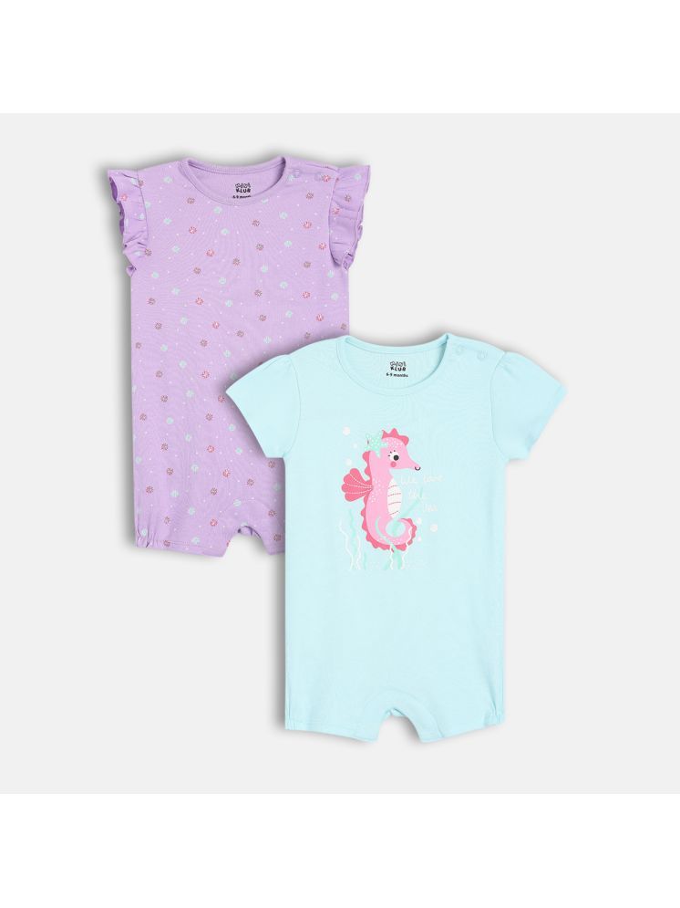     			MINI KLUB Pack of 2 Baby Girls Cotton Rompers ( Multicolor )