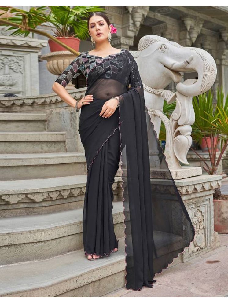     			Sanwariya Silk Pack of 1 Georgette Embellished Saree With Blouse Piece ( Black )