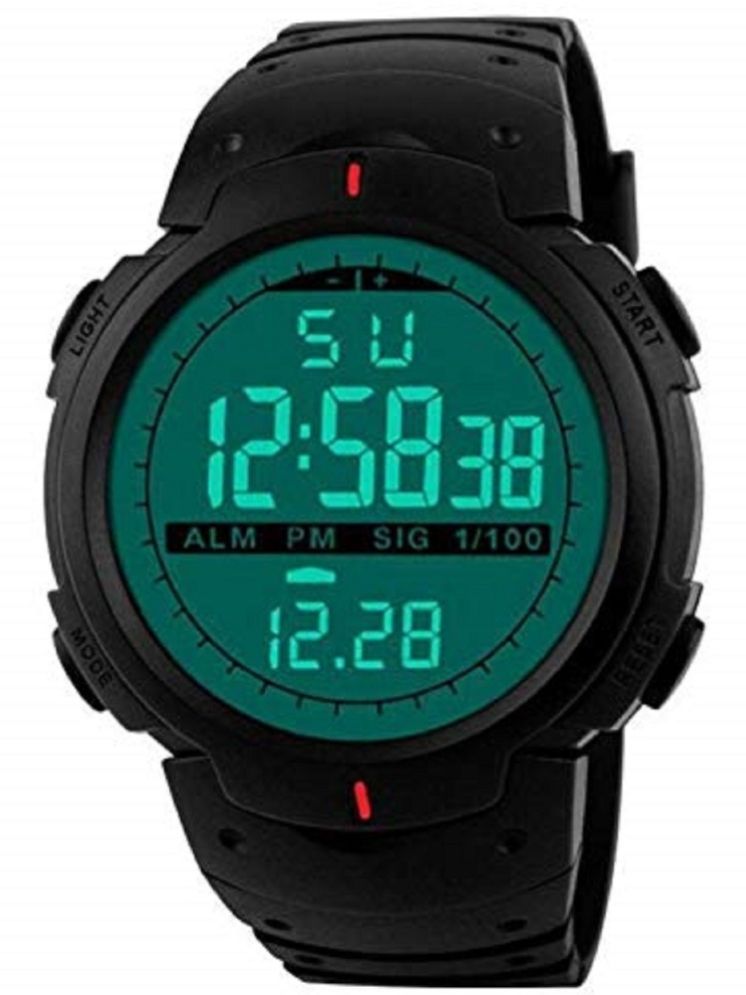     			Svats Black PU Digital Men's Watch