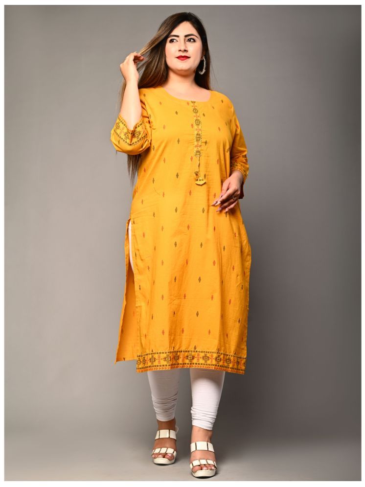     			Swasti Pack of 1 Cotton Printed Straight Women's Kurti - ( Yellow )