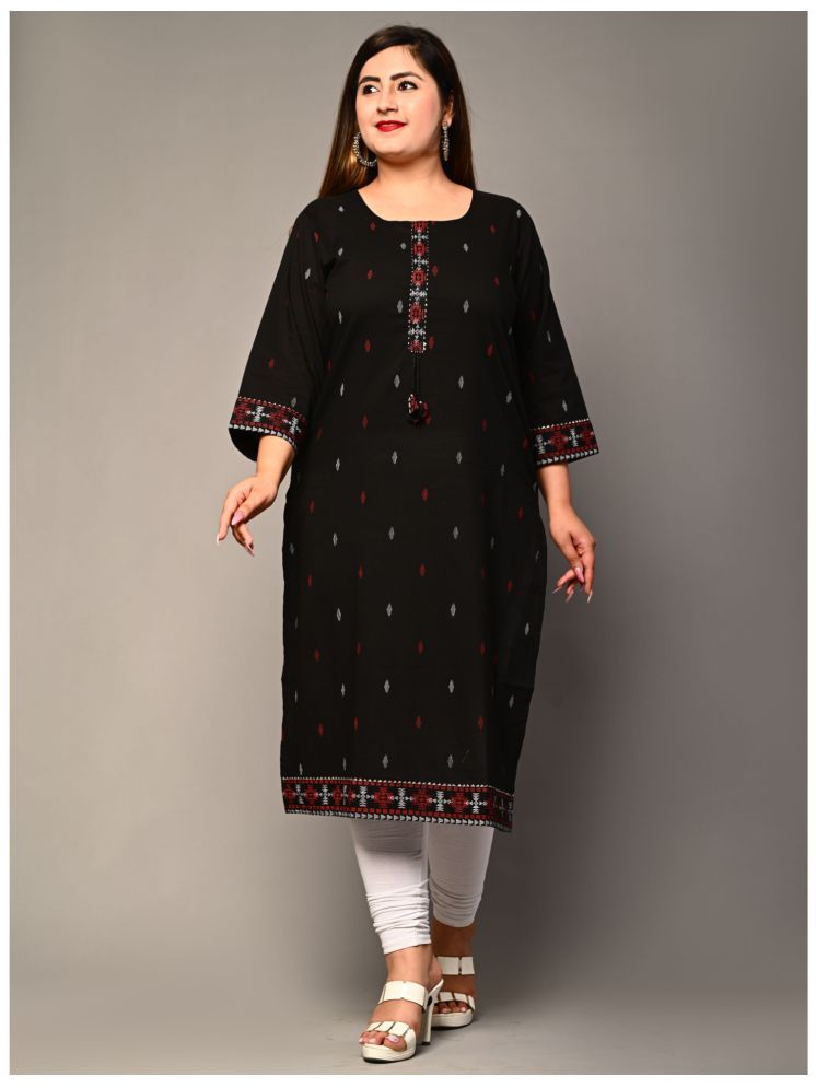     			Swasti Pack of 1 Cotton Printed Straight Women's Kurti - ( Black )