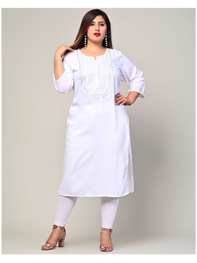     			Swasti Pack of 1 Cotton Printed Straight Women's Kurti - ( White )