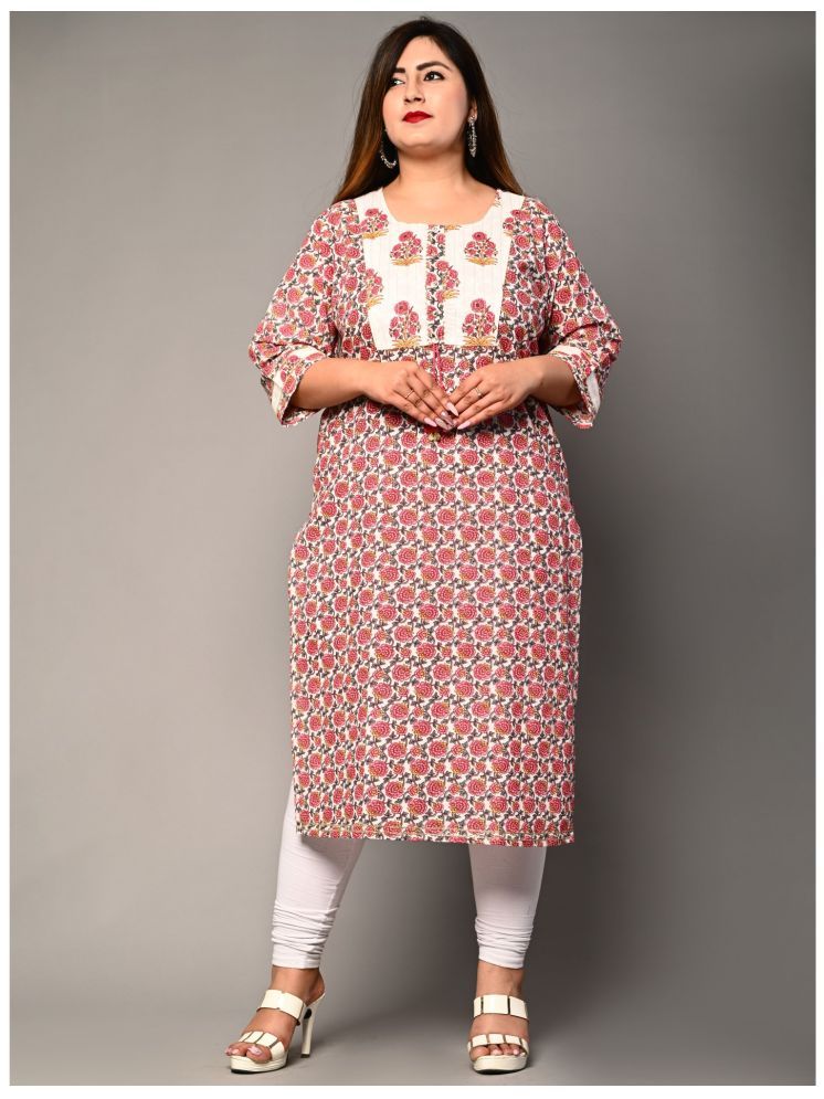     			Swasti Pack of 1 Cotton Printed Straight Women's Kurti - ( Pink )