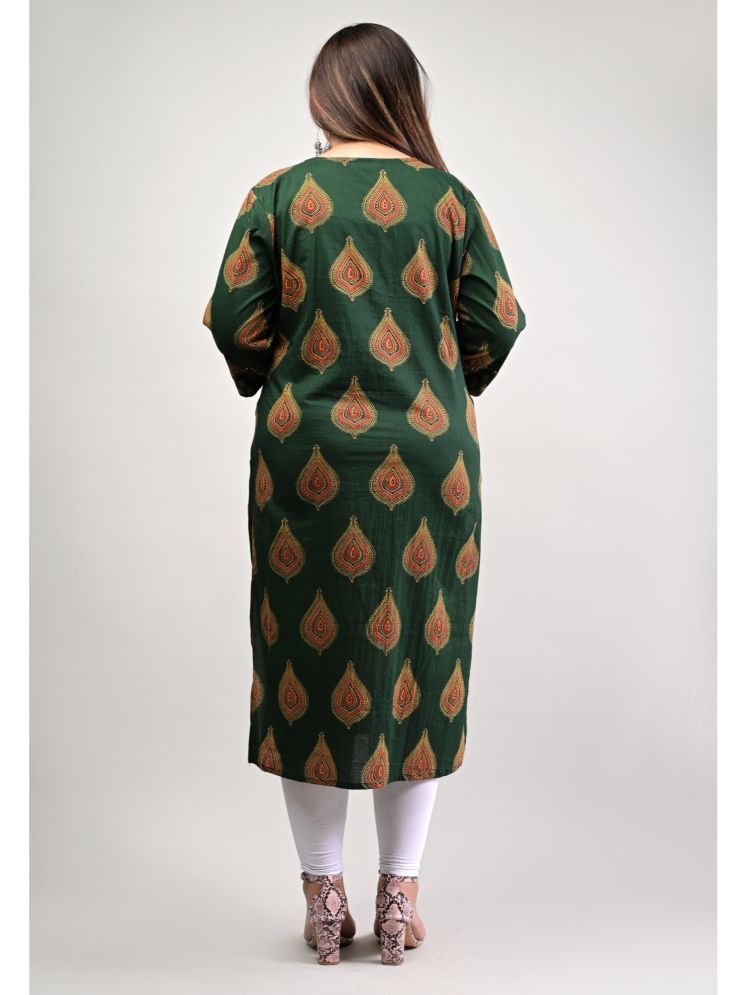     			Swasti Pack of 1 Cotton Printed Straight Women's Kurti - ( Green )