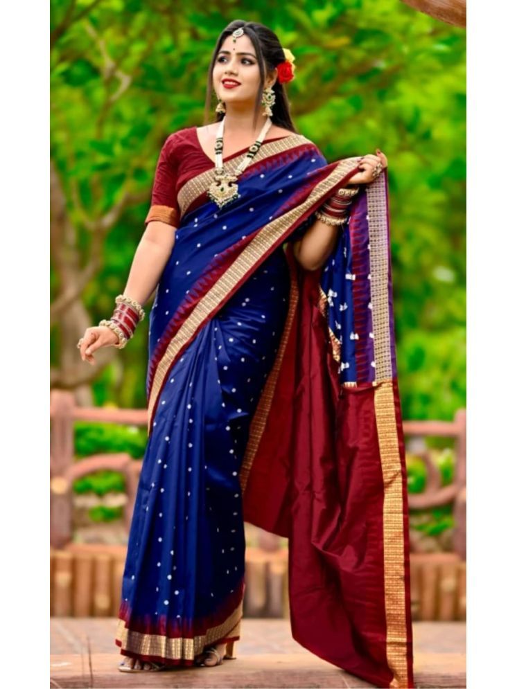     			shopeezy tex fab Pack of 1 Art Silk Woven Saree With Blouse Piece ( Navy Blue )