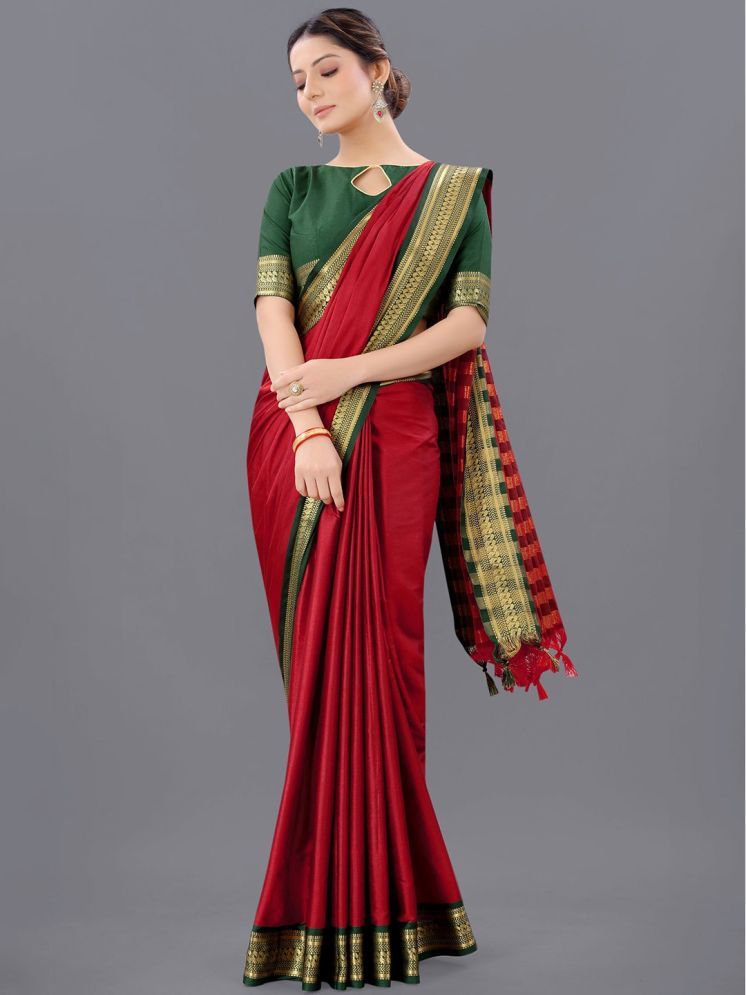     			supalee Tex Pack of 1 Cotton Silk Woven Saree With Blouse Piece ( Red )