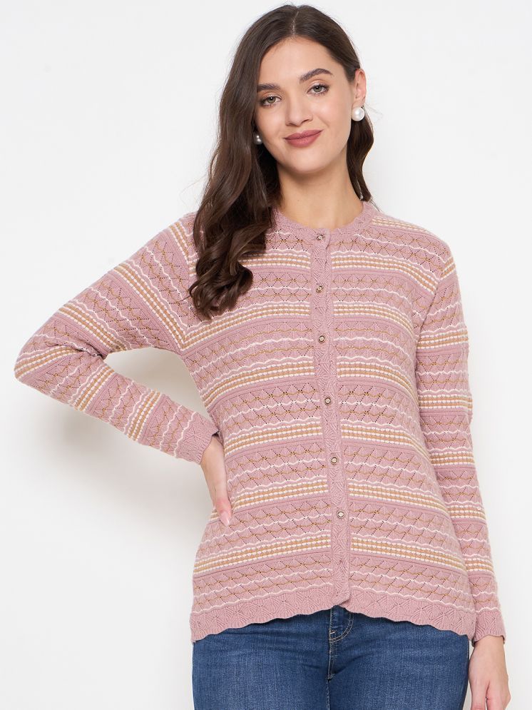     			zigo Acro Wool Round Neck Women's Buttoned Cardigans - Pink ( )