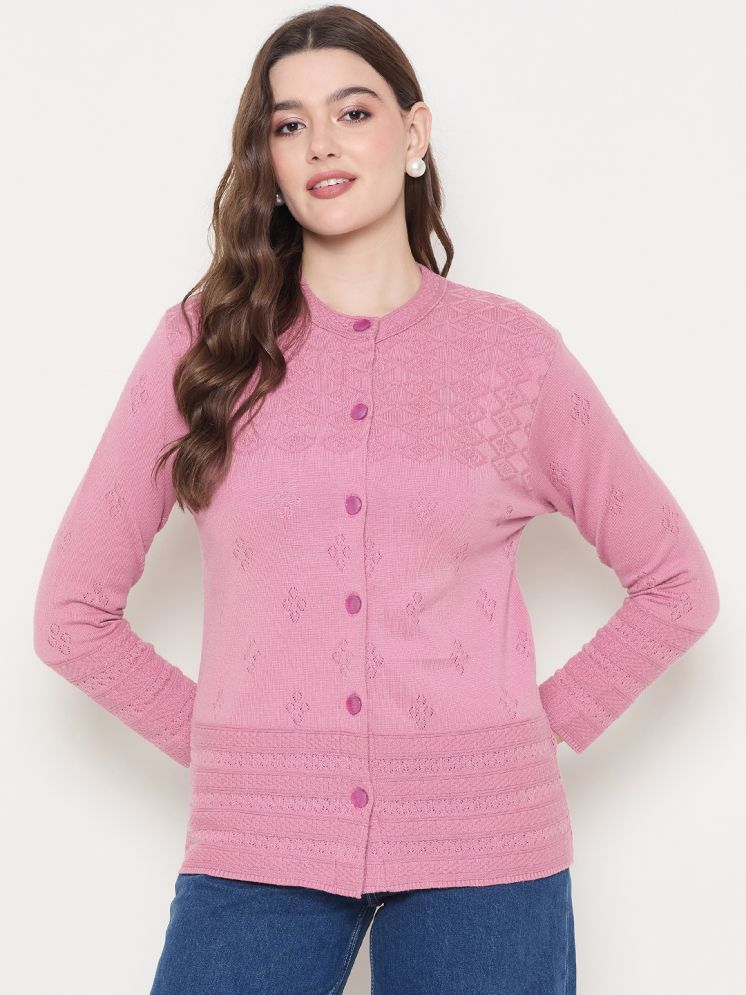     			zigo Acro Wool Round Neck Women's Buttoned Cardigans - Pink ( )