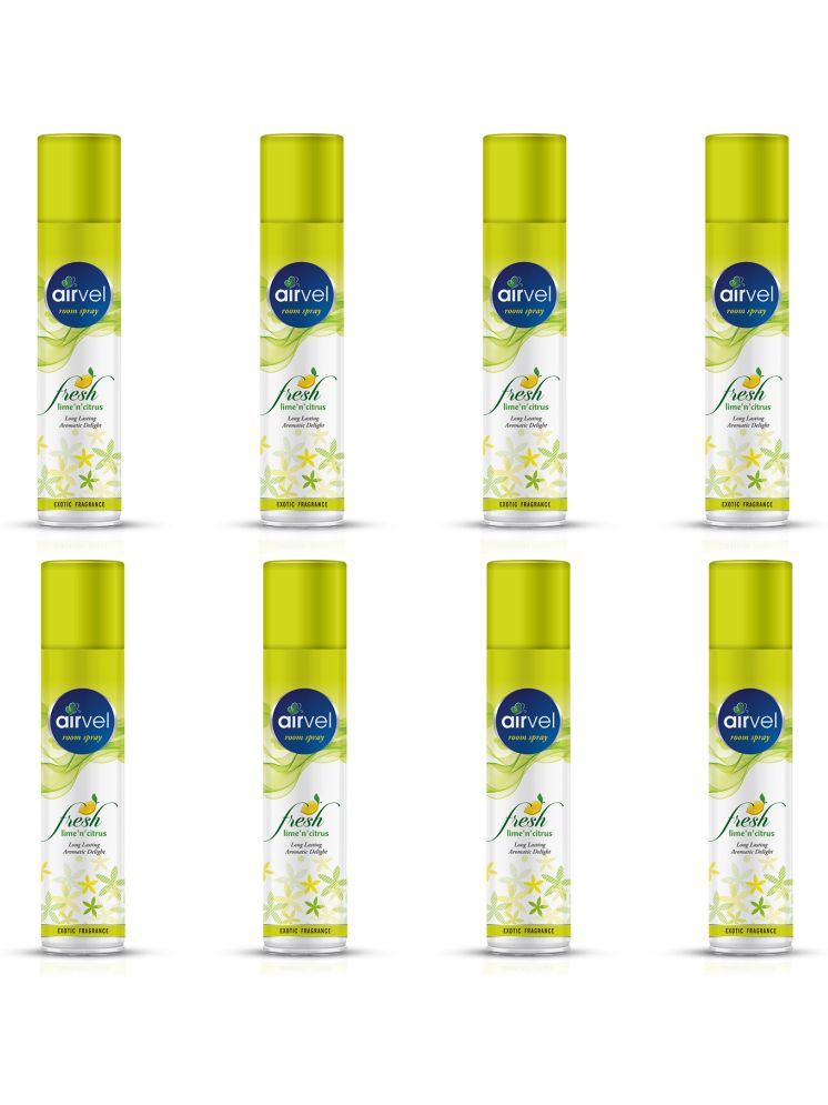     			Airvel Lemon Fragrance Room Spray Air Freshener for Home, Bathroom and Car 217ml ( Pack of 8 )