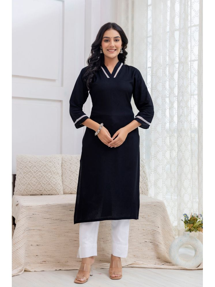     			GOROLY Pack of 1 Rayon Solid Straight Women's Kurti - ( Black )