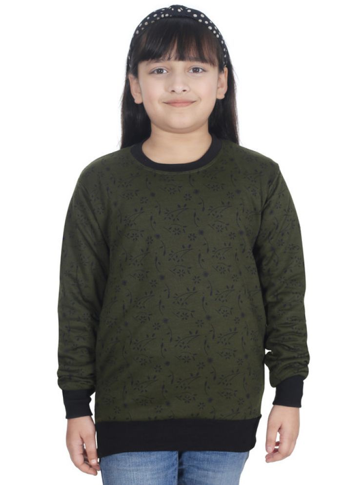     			IndiWeaves Pack of 1 Girls Fleece Sweatshirt ( Green )