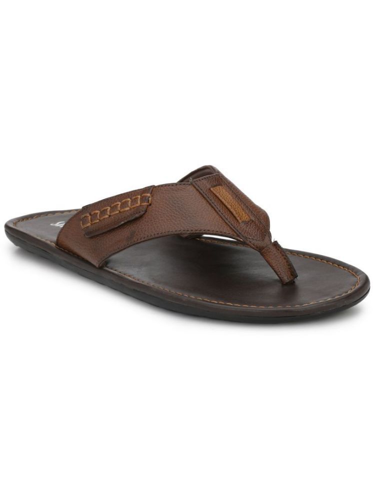     			SHENCES Brown Men's Slide Flip Flop