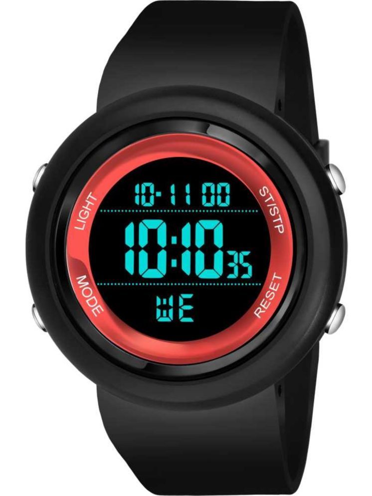     			Svats Black PU Digital Men's Watch